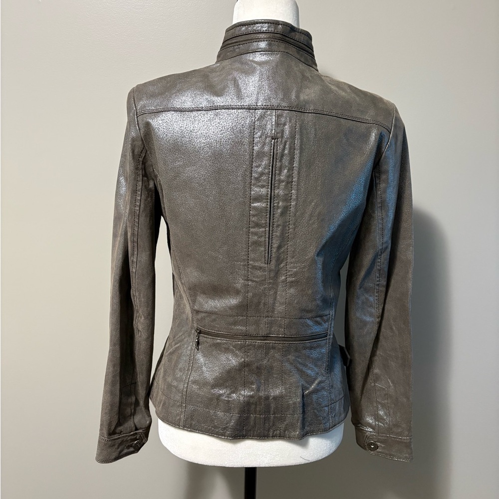 Danier Metallic Leather Moto Style Jacket - Picture 9 of 16